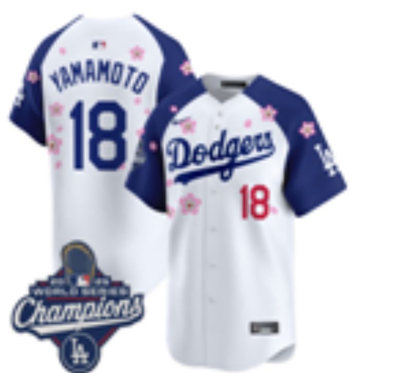 Men Nike 2026 Los Angeles Dodgers #18 Yamamoto White Blue Sakura Edition Game MLB Jersey 071->los angeles dodgers->MLB Jersey